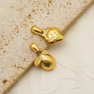 Stainless Steel Fruit Pendant Only Without Chain 18K Gold Plated Strawberry Lemon DIY Jewelry Accessories For Women