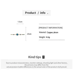 Detail view showing measurements and material specifications for the zircon flower charm bracelet