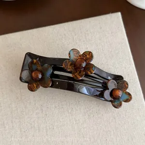 Elegante haarklem van acryl met bloempatroon en schildpadmotief voor dames
