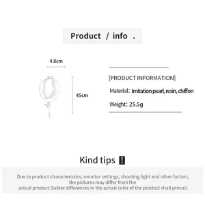 Detailed information about the double-layer necklace with pearl and chiffon flower