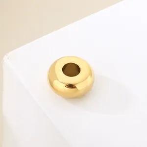 Abakus Flache Perlen Aus Edelstahl Mit Großem Loch Für DIY Schmuckherstellung Goldener Geometrischer Abstandshalter