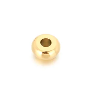 Vergoldete Edelstahl-Abakus-Abstandshalterperle mit großem Loch für DIY-Schmuck