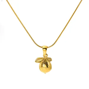 Elegant 18K gold plated stainless steel lemon pendant necklace for women jewelry
