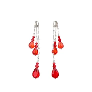Elegante Mehrlagige Künstliche Kristall Quasten Ohrhänger Für Damen Mit 925 Sterlingsilber Stecker Lange Tropfen Schmuck