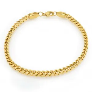 Minimalist 3mm stainless steel gold-toned Franco chain bracelet for men and women