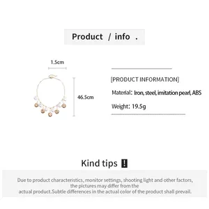 Detailed product information for vintage metal necklace with pearl fringe and specific dimensions