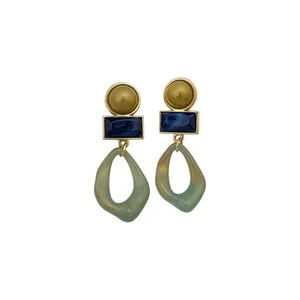 Luxus Legierung Acryl Geometrische Ohrhänger Mit Silber Ohrringpfosten Für Damen Mode Minimalistisch Vintage Schmuck