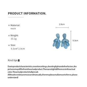 Fiche d'information produit avec détails de taille et matériau pour boucles en résine