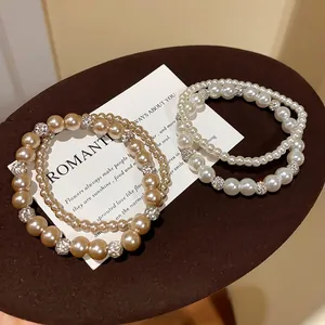 Franse Elegante Kunstparel Armband Set Met Strass Kleibal Handgemaakte Kralen Sieraden Voor Vrouwen Dagelijks Daten Mode Handketting