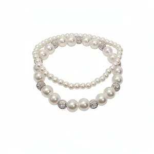 Französisches Elegantes Künstliche Perlen Armband Set Mit Strass Tonkugel Handgeperlt Schmuck Für Damen Täglich Dating Mode Handkette