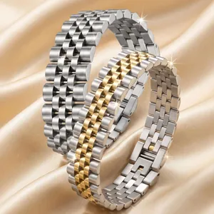 Bracelet de Montre Jubilee en Acier Inoxydable Massif Bracelet à Cinq Maillons pour Hommes Femmes Accessoire de Mode de Luxe