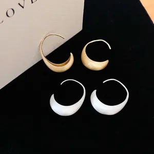 Boucles d'oreilles créoles en métal brossé minimalistes dorées et argentées