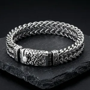 Bracelet en acier inoxydable style punk avec fermoir à motifs de nuages