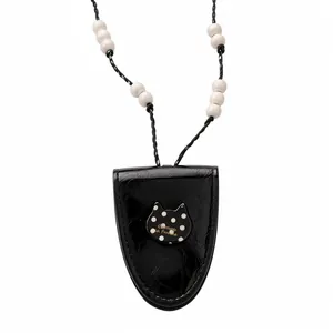 Handgefertigte Halskette Aus Kunstleder Mit Gepunktetem Katzen Bären Herz Anhänger Brillenhalter Für Damen Lässiger Perlen Geflochtener Seilschmuck