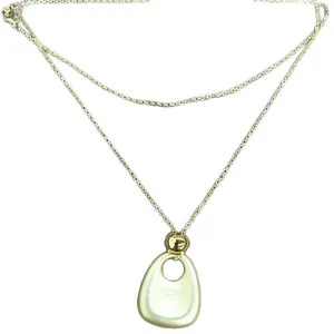 Elegante Franse vintage goudkleurige ketting met getextureerde geometrische hanger