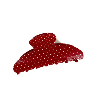 Vintage Y2K red and white polka dot hair claw clip for girls fashion hair styling