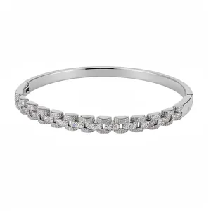 Luxe 18K Vergulde Zirconia Vierkante Patchwork Bangle Armband Voor Vrouwen Minimalistisch Geometrisch Gesp Manchet Bangle Sieraden