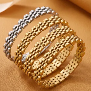 Unisex Stainless Steel Watchband Link Bracelet Jubilee Style Gold Silver Black Blue Minimalist Fashion Jewelry Bracelet