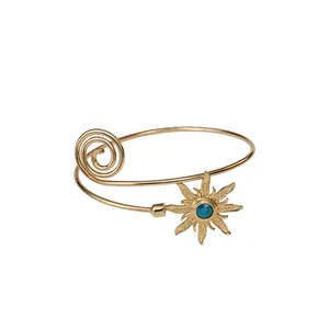 Vintage Ethnisch Metall Sonne Blume Oberarmmanschette Armband Übertrieben Retro Gold Silber Armreif Mit Künstliche Perle Für Damen