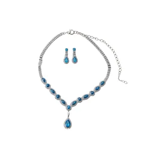 Luxus Kupfer Zirkonia Wassertropfen Anhänger Halskette Ohrringe Set Mit 925 Sterling Silber Ohrstecker Elegant Strass Schmuckset Für Damen