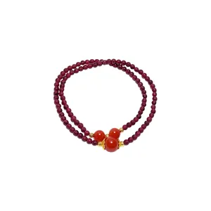 Bracciale di Perline di Granato e Agata Vintage Nuovo Stile Cinese Doppia Catena a Mano Per Donne Perla Artificiale Lega Gioielli