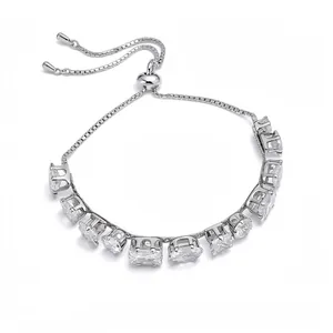 Bracelet à Curseur Géométrique en Zirconia Plaqué Or 18K pour Femme Bracelet à Chaîne en Cuivre Réglable Bijoux de Mode de Luxe