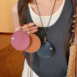 Mode Lederen Ronde Hanger Ketting Draagbare Bril Clip Houder Trui Ketting Handgemaakte Geometrische Sieraden Accessoire Voor Vrouwen Reizen