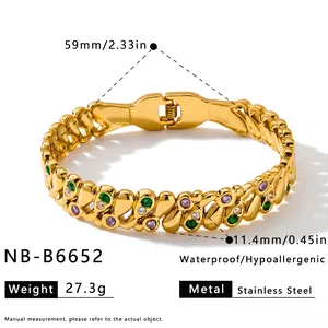 18 Karat vergoldetes Edelstahlarmband mit bunten Zirkonia-Details