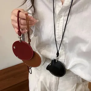 Minimalistische ronde lederen brillenhouder ketting met verstelbaar koord in drie kleuren