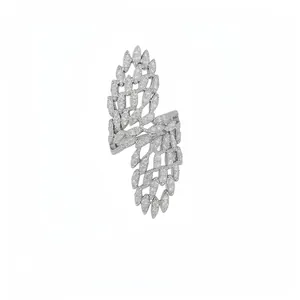 Zirconia Hollow Geometric Open Ring Personalized Fashion Wing Design Finger Ring Jewelry For Women Silver Color Commuting Accessory