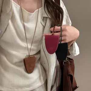 Functional Magnetic Glasses Holder Necklace Faux Leather Clochette Pendant Long Cord Chain Sweater Necklace For Women Accessory
