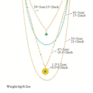 Gedetailleerde afmetingen van de 4-laagse boheemse turkoois kompas hanger ketting