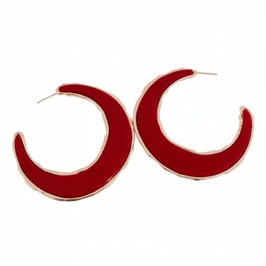 Übertriebene Mondförmige C-Hoop Ohrstecker Mit Silber Ohrringpfosten Legierung Acetat Personalisierte High-End Mode Ohrringe Für Damen