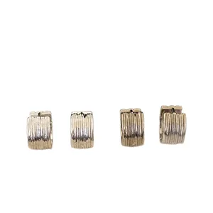 French Minimalist Round Textured Huggie Earrings Vintage Copper Gold Plated Retro Hoop Earrings For Women Fashion Jewelry Gift
