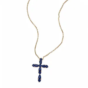 Collar con Colgante de Cruz de Circonia Chapado en Oro de 18K Cadena de Clavícula de Cobre Joyería de Lujo Ligera Minimalista para Mujer
