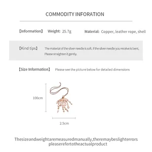 Détails du produit du collier à pampilles en coquillage et corde en cuir avec dimensions