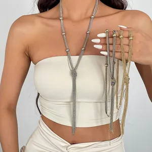 Mehrlagige Kupfer Quaste Halskette Für Damen Vintage Lange Pulloverkette Personalisierte Knoten Geometrische Metallperle Geschenk