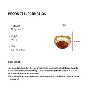 Detailed size and material information for the vintage oval resin open bangle