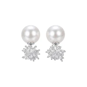 Franse Zirconia Ronde Kunstparel Oorknopjes Voor Vrouwen Elegant Mode Voortreffelijk Kleine Menigte Hoge Zin Doorborde Sieraden