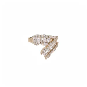 Anello Aperto Geometrico in Rame Placcato Oro Vero 18K Per Donna Anello da Dito Regolabile Minimalista Gioielli di Lusso