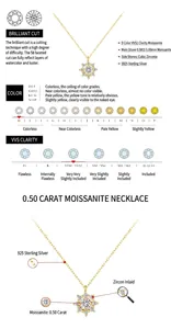 Brilliant 0.50ct D Color VVS1 Moissanite Snowflake Pendant Necklace in S925 Sterling Silver