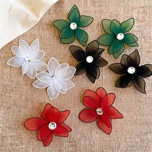 Elegant Mesh Flower Stud Earrings With Silver Earring Post Copper Zirconia Large Floral Earrings For Women Fashion Jewelry