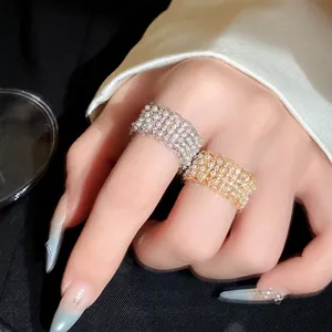 Bagues ouvertes en dentelle plaquées or 18 carats avec perles et zircons étincelants