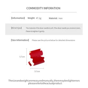 Vue détaillée du bracelet rouge avec mesures de taille et spécifications du matériau en fer.