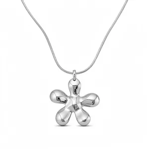 Moderne Verzilverd Koperen Bloem Hanger Ketting Voor Vrouwen Minimalistische Lange Trui Slangenketting Mode-Sieraden Cadeau