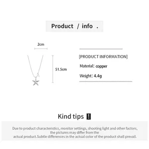 Productinfo voor zeester hanger ketting met kopermateriaal en afmetingen erbij