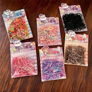 Lot d'élastiques à cheveux jetables colorés avec emballage mignon de dessin animé