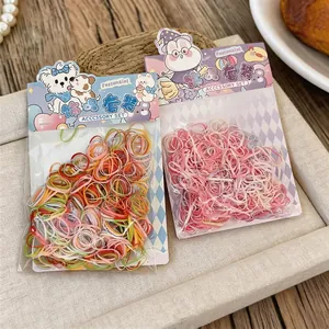 Lot d'élastiques à cheveux jetables colorés pour accessoires de coiffure mignons