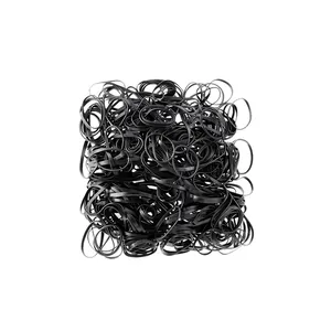 Large pack of premium black disposable circular hair rubber bands for daily use