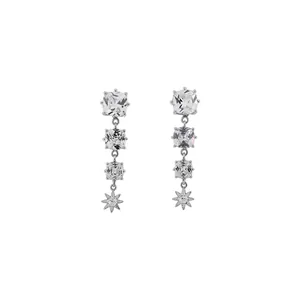 Licht Luxus Zirkonia Stern Quaste Ohrstecker Mit Silber Ohrringpfosten Kupfer Eingelegte Zirkonia Tropfen Ohrringe Für Party Damen